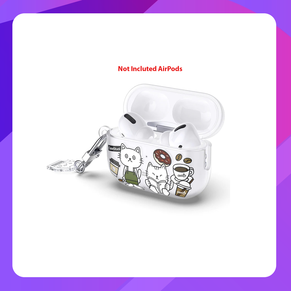 Case Studi Airpods Coffee Cat Case for AirPods Pro 2 (Matte Clear)