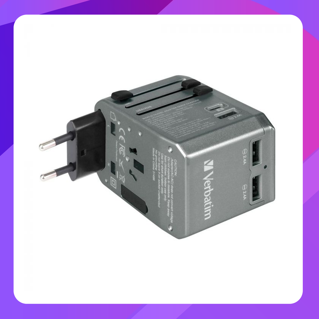 Verbatim 4 Port 45W PD & QC Universal Travel Adapter