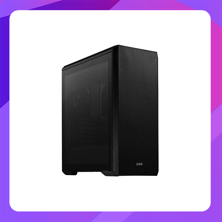 XPG Defender Mid-Tower PC Case - ATX MESH Front Panel Efficient Airflow | 3mm Tempered Glass | 9 PCIe Slots