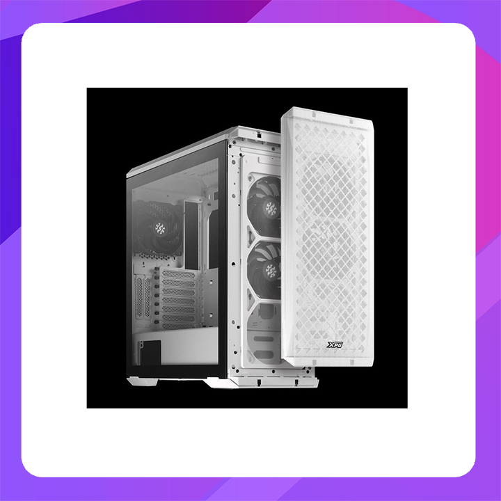 XPG Defender Mid-Tower PC Case - ATX MESH Front Panel Efficient Airflow | 3mm Tempered Glass | 9 PCIe Slots