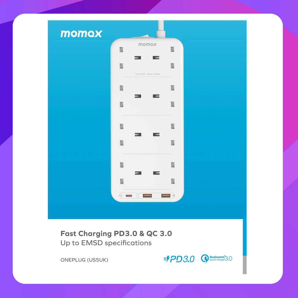 Momax Oneplug 8-Outlet Power Strip with USB