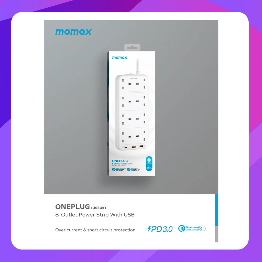 Momax Oneplug 8-Outlet Power Strip with USB