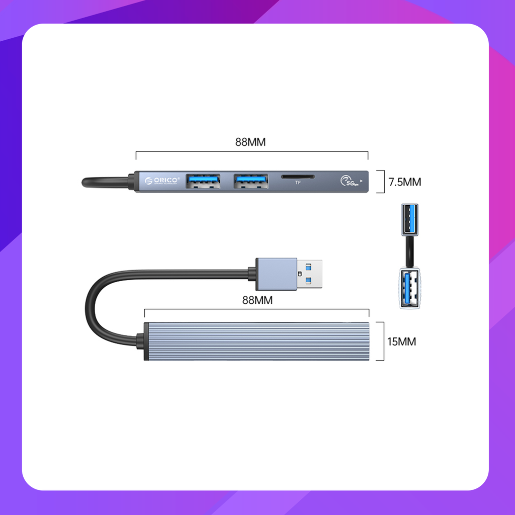 ORICO AH-A12F-GY-BP USB to USB3.0 HUB (4 Ports)
