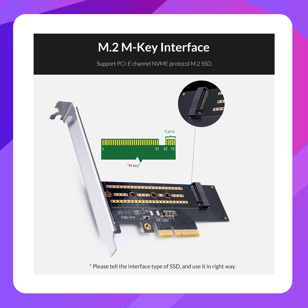 ORICO PSM2-BP M.2 NVMe to PCI-E 3.0 X4 Expansion Card