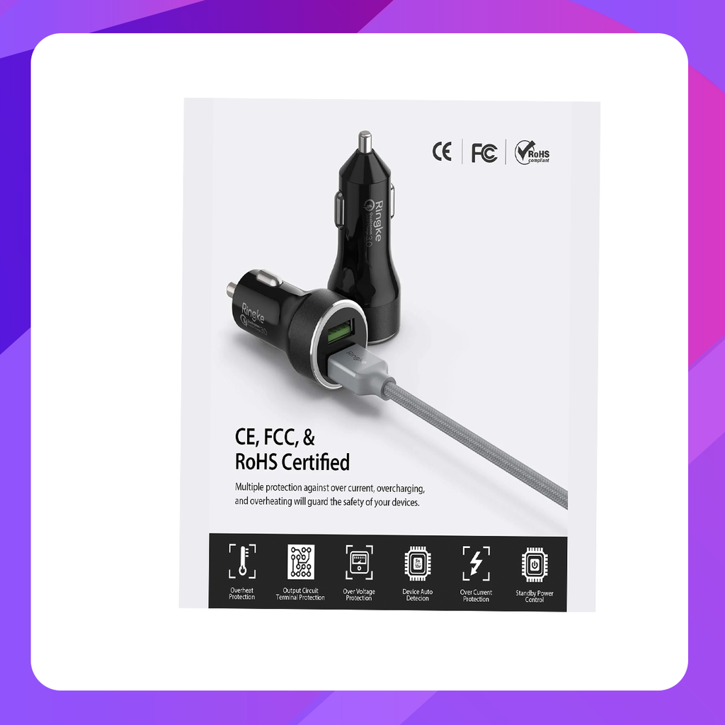 Ringke Dual Ports Car Charger (Black)