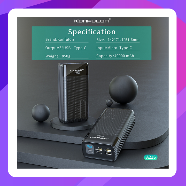 Konfulon A21S (40000mAh Fast Charging 15W Power Bank)
