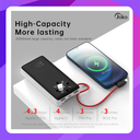 Konfulon J-08 (20000mAh Fast Charging 15W Built-in Cable Power Bank)