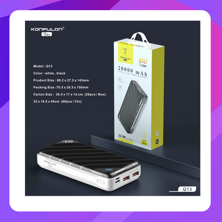 Konfulon Q-13 (20000mAh Fast Charging 22.5W Power Bank)