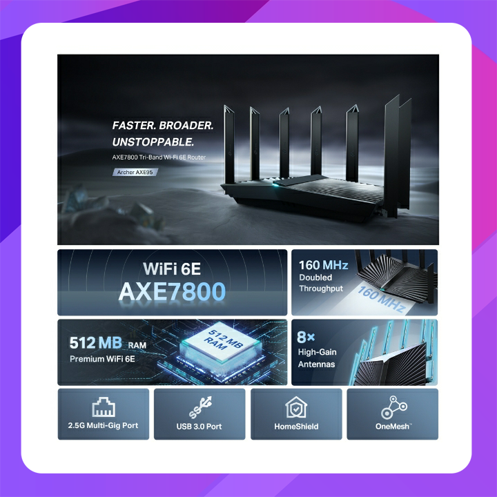 AXE7800 Tri-Band Wi-Fi 6E Router