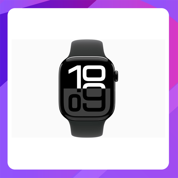Apple Watch Series 10 (GPS) 42mm - Jet Black Aluminum Case With Black Sport Band-S/M