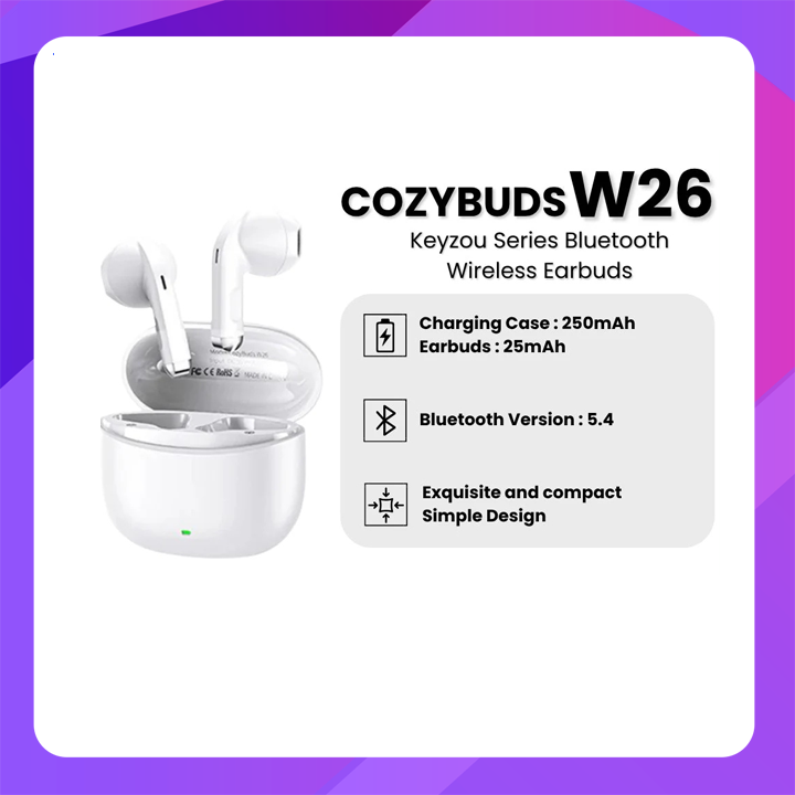 REMAX CozyBuds W26 Keyzou Series Bluetooth Wireless Earbuds-White
