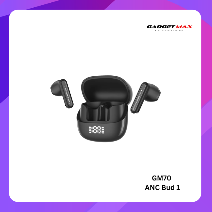 GADGET MAX -GM70 ANC BUDI Active Noise Cancellation Bluetooth Wireless Earbuds- Black