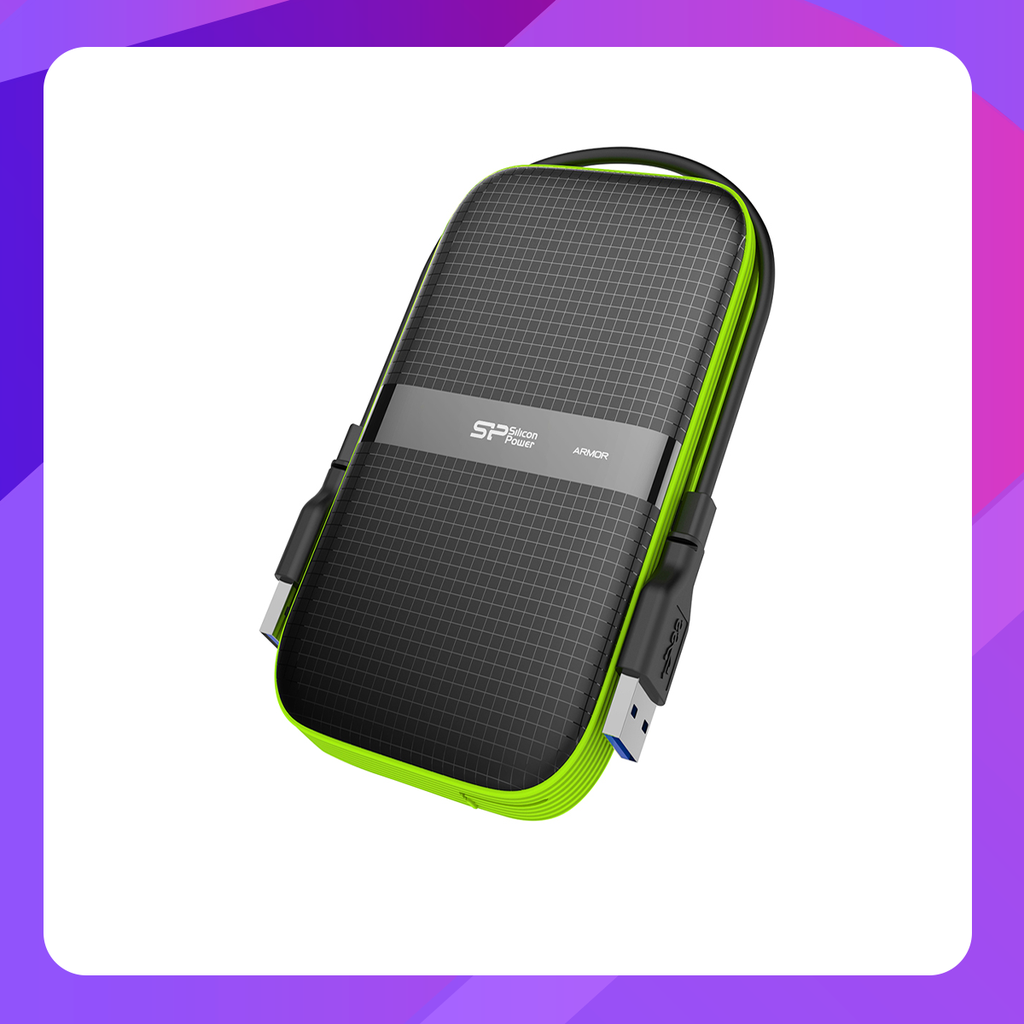 Silicon Power Armor A60 External Hard Drive Black/Green (USB 3.0 / 3.1 Shock & Water Proof)