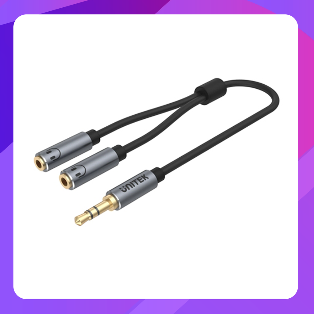 Unitek Headphone Splitter For Dual Headphone (3.5mm Plug to Dual 3.5mm Jack) Stereo Audio Cable