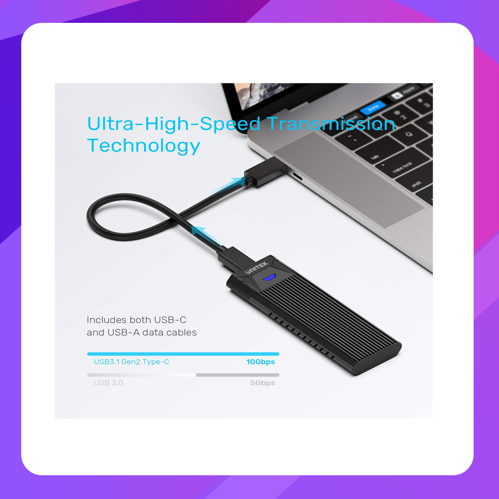 Unitek SolidForce USB-C to NVMe/SATA M.2 SSD 10Gbps Enclosure Lite