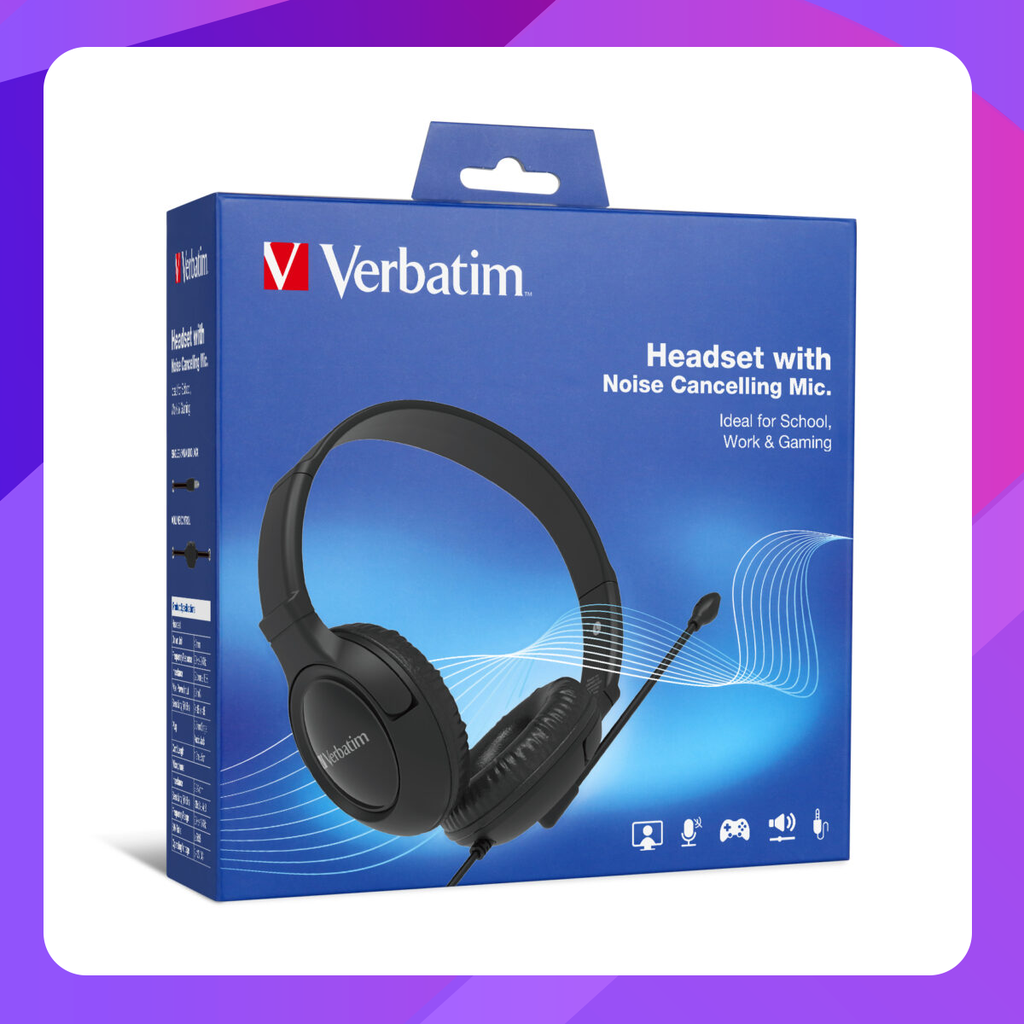 Verbatim Multimedia Headset with Noise Cancelling Boom Mic