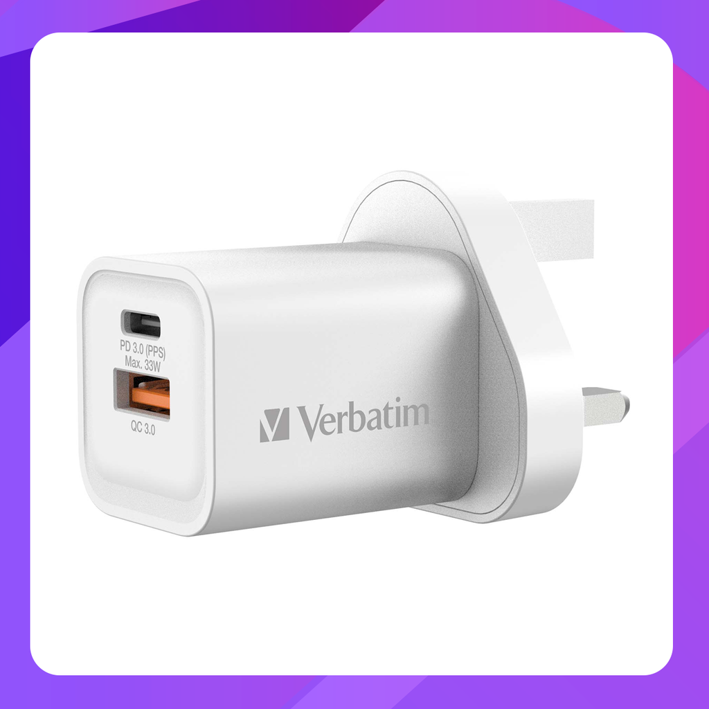 Verbatim 2 Port 33W PD & QC 3.0 GaN Charger