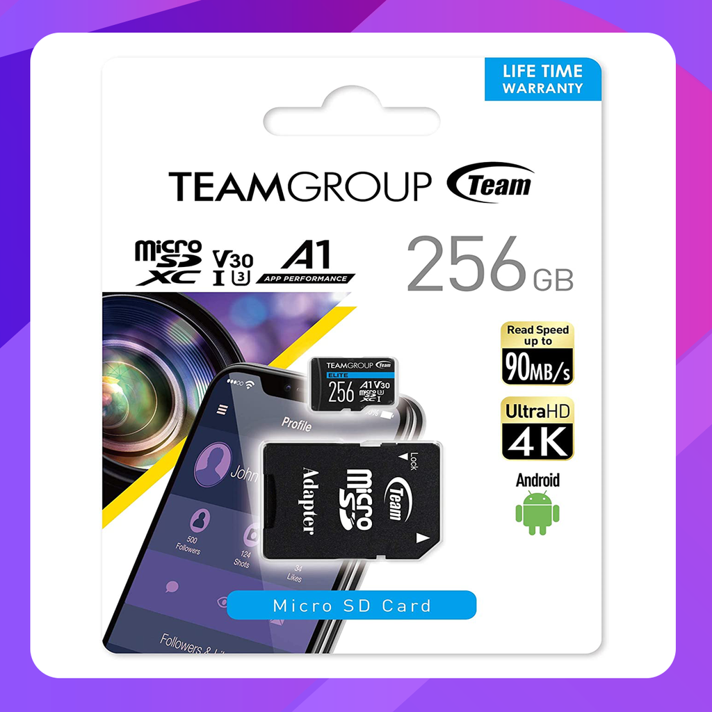 Team ELITE A1 Card UHS-I U3 MicroSD CARD (with Adaptor) (256GB)