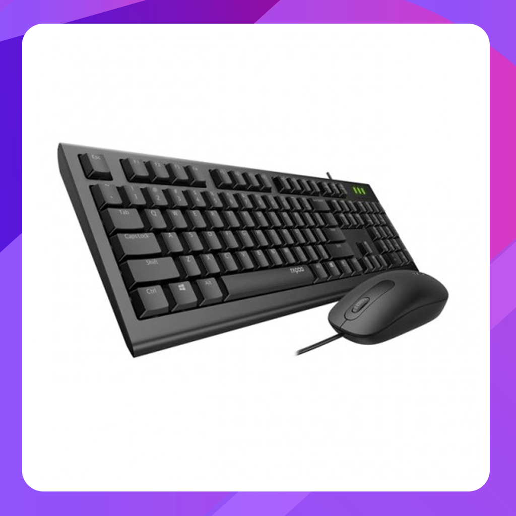 Rapoo X120 PRO Wired Optical Mouse & Keyboard Combo - Myanmar Unicode Layout