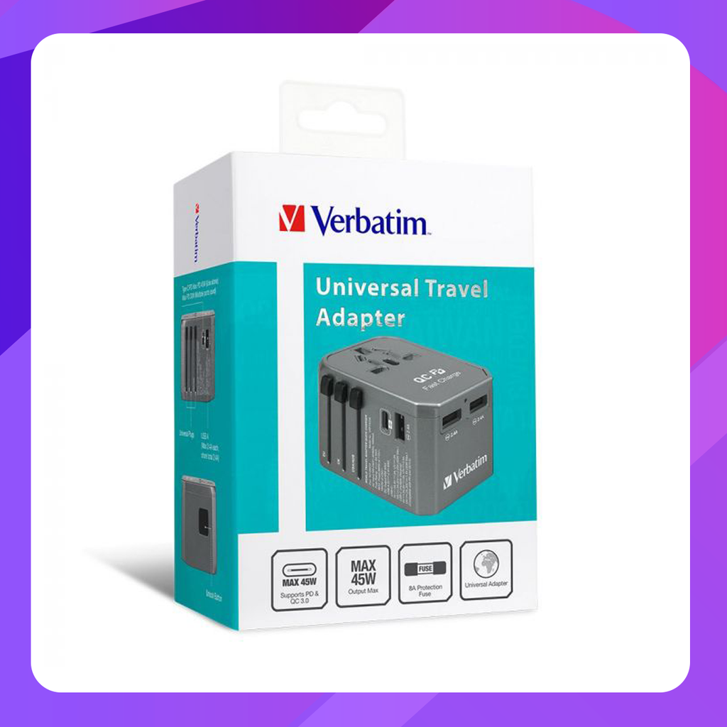 Verbatim 4 Port 45W PD & QC Universal Travel Adapter