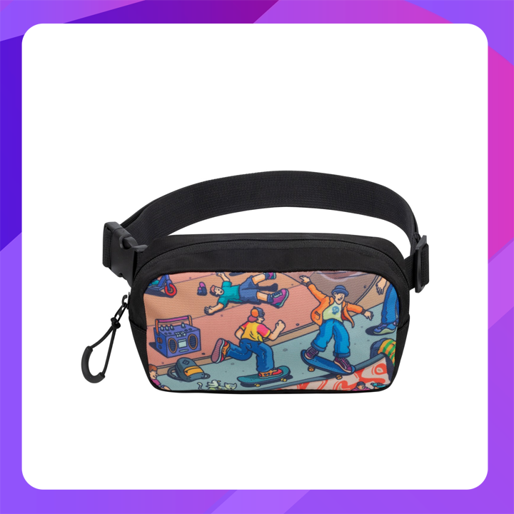 RIVACASE 5410 Agora black Waist Print bag "Skaters" /12