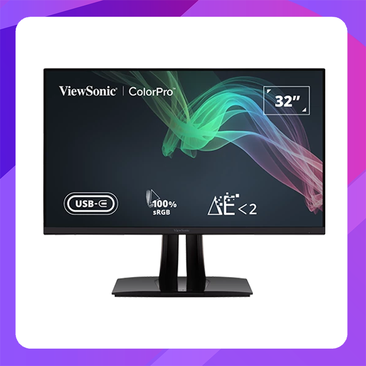ViewSonic ColorPro 32" 4K UHD Pantone Validated 100% sRGB & Factory Pre-Calibrated Monitor with 60W USB-C