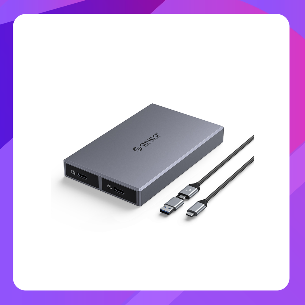 ORICO CM2C3-2SN-GY-BP Dual-bay M.2 NVME + SATA SSD Enclosure