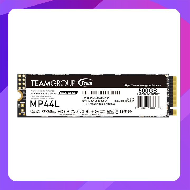 Team MP44L M.2 PCLe Gen4 x 4 with NVME 1.4 -M key 2280(500GB) -TM8FPK500G0C101