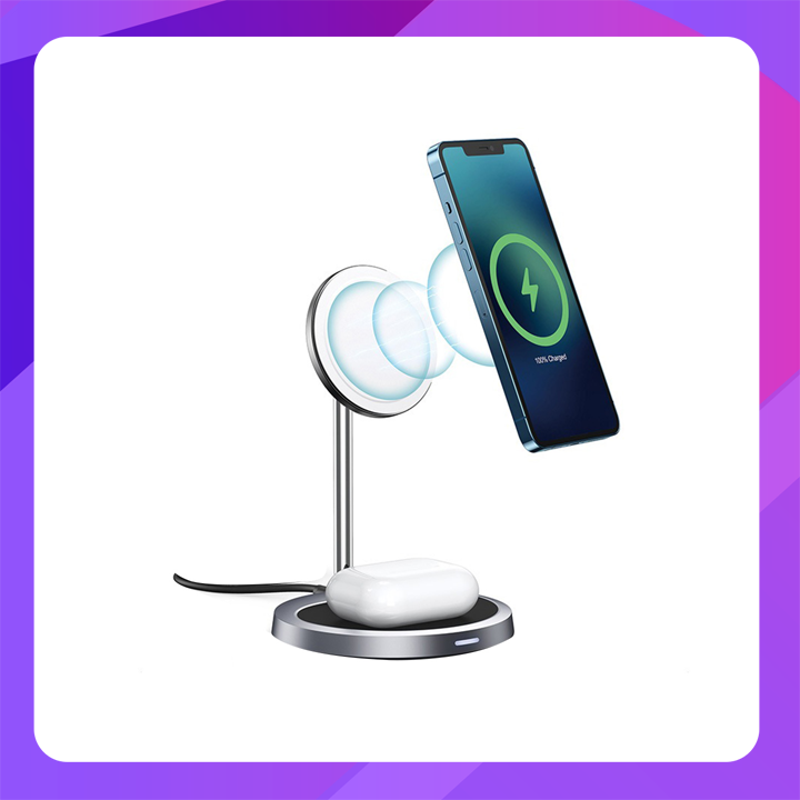 Choetech 2-in-1 Holder Magnetic Wireless Charger with MagSafe T575-F (Gray)