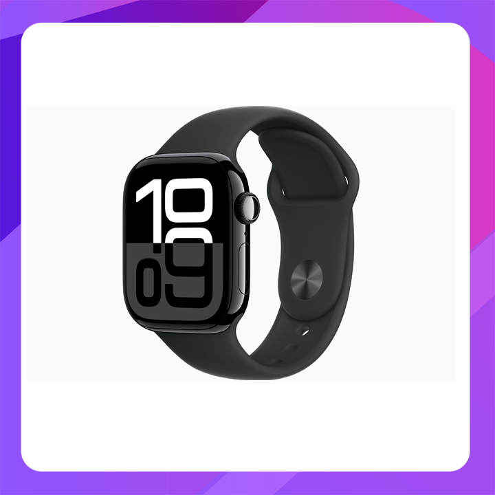 Apple Watch Series 10 (GPS) 42mm - Jet Black Aluminum Case With Black Sport Band-M/L