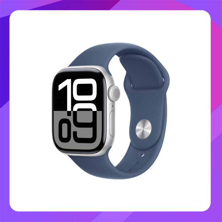 Apple Watch Series 10 (GPS) 46mm - Silver Aluminium Case With Denim Sport Band -S/M