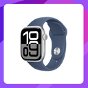 Apple Watch Series 10 (GPS) 46mm - Silver Aluminium Case With Denim Sport Band -S/M