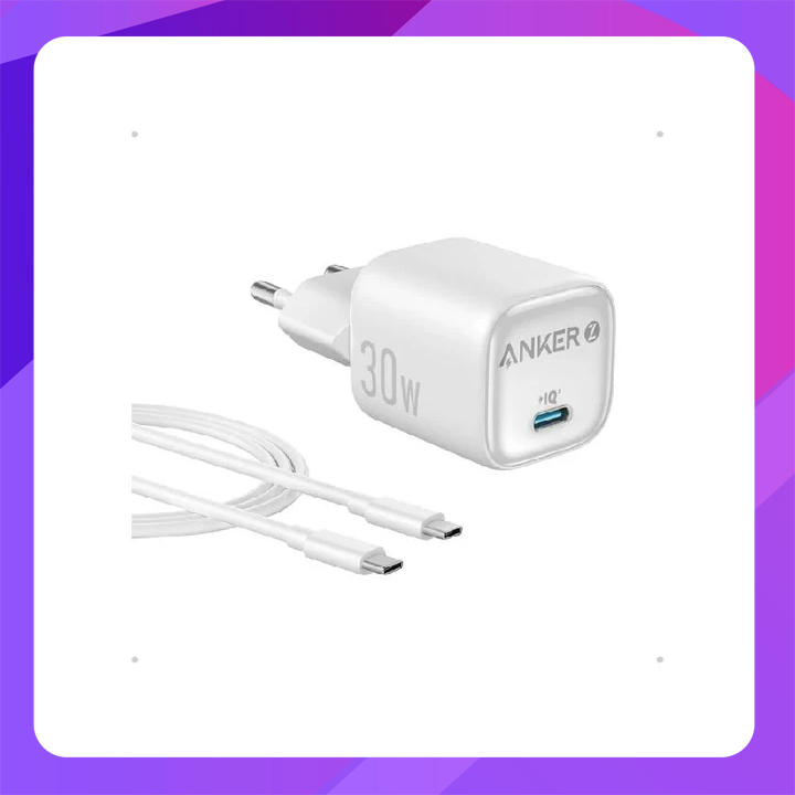 Anker Zolo 30W GaN Charger And C-C Cable (White)