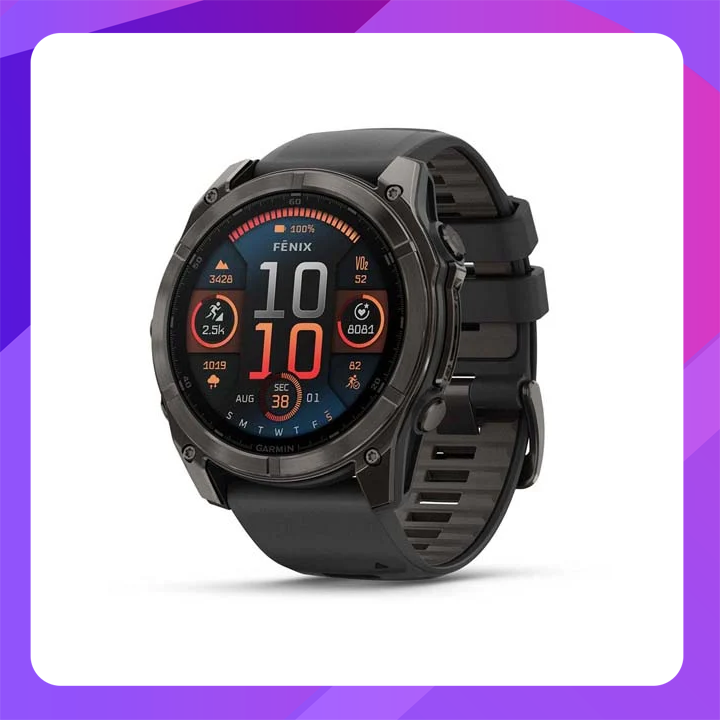 fēnix® 8 – 51 mm, AMOLED Sapphire, Carbon Gray DLC Titanium with Black/Pebble Gray Silicone Band