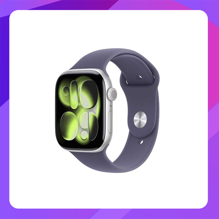 Apple Watch Series 11(GPS) 46mm - Silver Aluminum Case with Purple Fog Sport Band -S/M