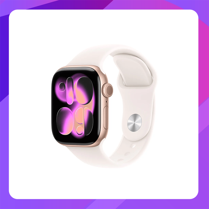 Apple Watch Series 11 GPS, 42 mm Rose Gold Aluminium Case with Light Blush Sport Band – MEU04 (S/M)