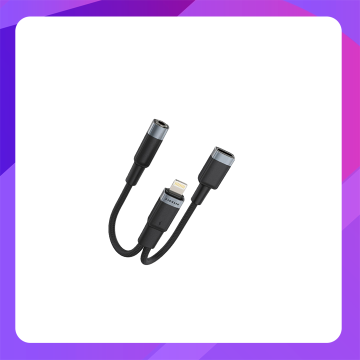 BARMASO J07 Audio Adapter(Lighting to Lighting + 3.5mm)