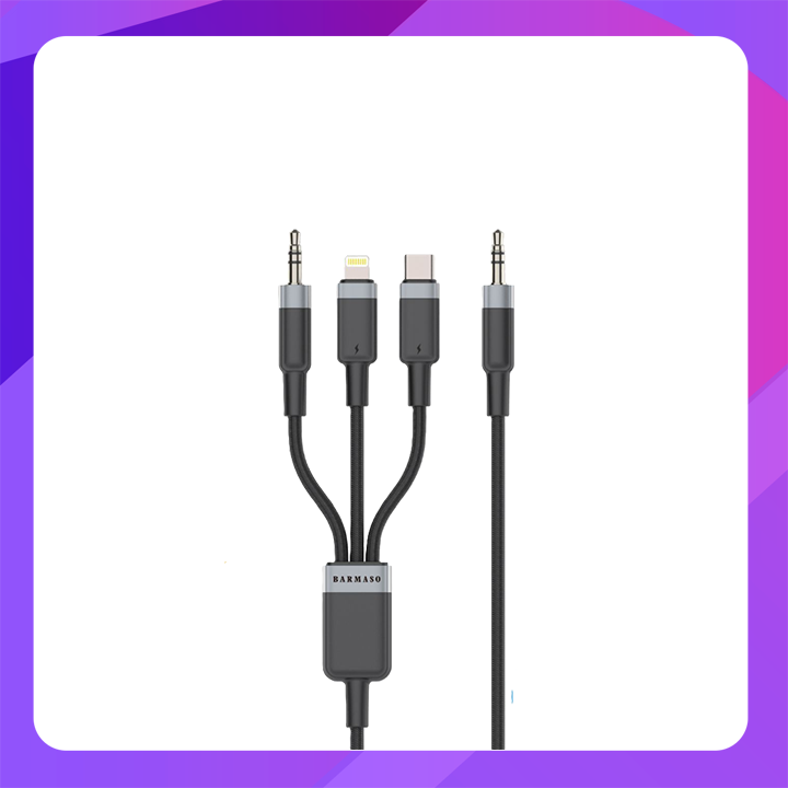 BARMASO J08 Audio Adapter(3.5 mm to 3.5mm + Type-C + Lighting)