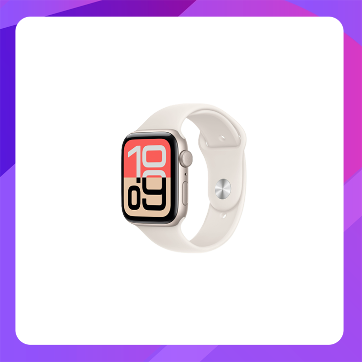 Apple Watch SE 3 GPS, 44mm Starlight Aluminum Case with Starlight Sport Band – MEHJ4 (M/L)