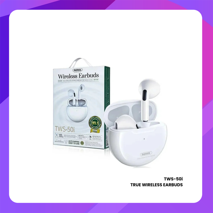 REMAX TWS-50i Bluetooth Wireless Earbuds - White