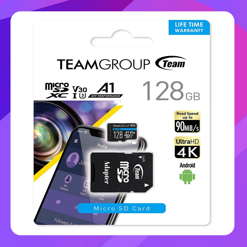 Team ELITE A1 Card UHS-I U3 MicroSD CARD (with Adaptor) (128GB)