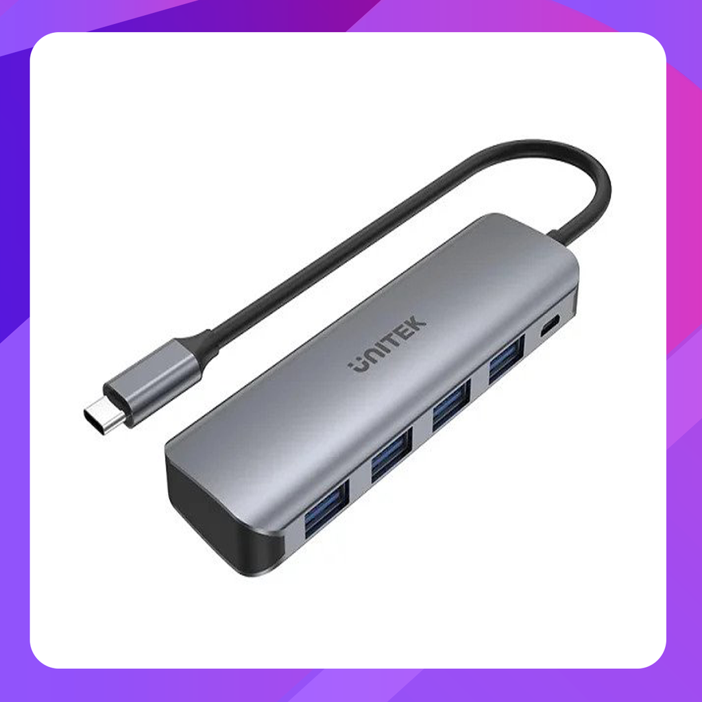 Unitek uHUB P5+ USB-C Hub for 4-Port Expansion With 10W External Power Input Solution