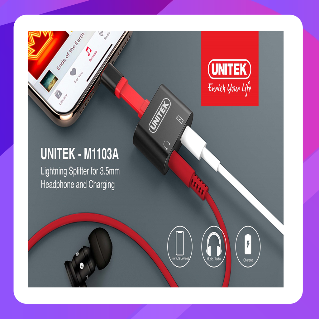 Unitek Lightning Splitter (3.5mm Headphone Jack and Lightning)