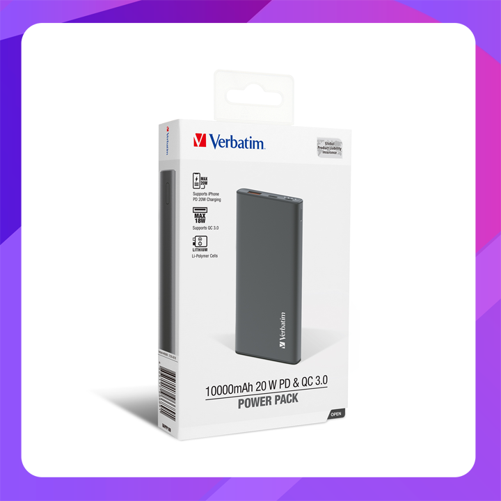 Verbatim 10000mAh PD & QC 3.0 Power Pack