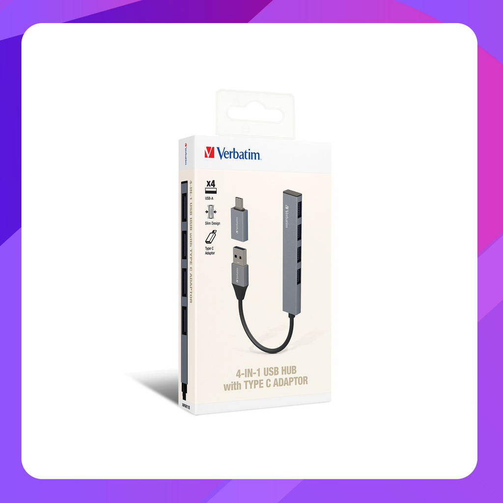 Verbatim 4-in-1 USB Hub with Type C Adaptor