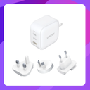 TRAVEL TRI GaN 3 Ports 66W Charger with USB PD and QC 3.0 in White (Travel Charger)