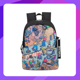 [A5420] RIVACASE 5420 Agora black Urban Print backpack "Skaters", 12L / 12