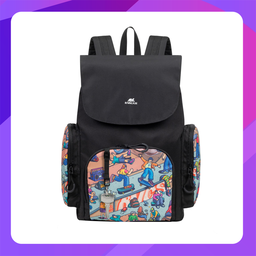 [A5425] RIVACASE 5425 Agora black Urban Print backpack "Skaters", 15L / 12