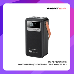 [20020033BK] GADGET MAX Ray PD 22.5W 60000 mAh Fast Charge Power Bank
