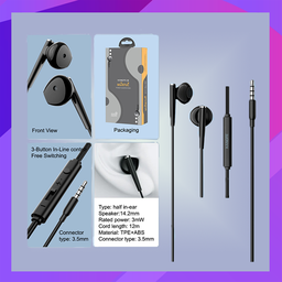 [KEP-Airpod(B)] Kanote X Mandolin Airpod Style Wired Earphone Black